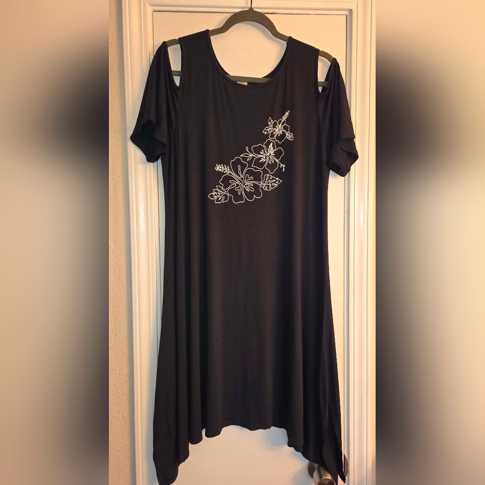 Hawaii Black Floral Dress 💚🩵🩷